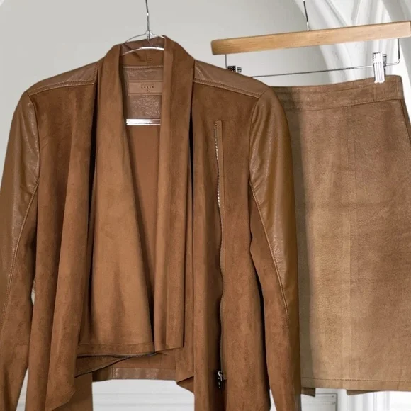 Blank NYC Draped Moto Faux Vegan Leather Mixed Media Jacket S. - Picture 5 of 8